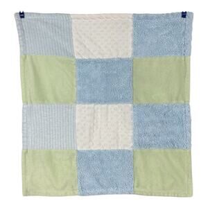 Baby Essentials Blue Green White Patchwork Baby Blanket Minky Dot